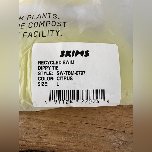 SOLD OUT ~ NEW IN POLY Skims Recycled Swim Dippy Tie Bikini Bottoms~Citrus~Large - Picture 10 of 10